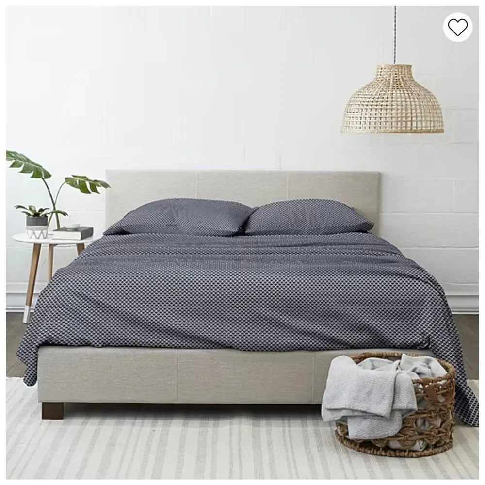 Casual Comfort Premium Ultra Soft Scallops Pattern Sheet Set Navy KING 4PC